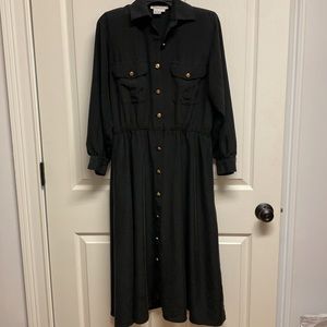 Argenti Black Shirt Dress With Gold Buttons